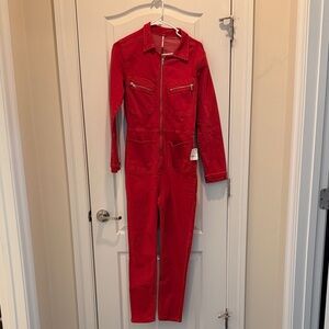 Free People Vibrant Red Jumpsuit